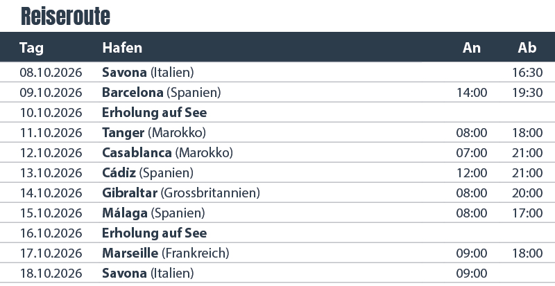 RH453_Mittelmeer trifft Orient_Reiseroute DE Mittelmeer trifft Orient Costa Diadema 22