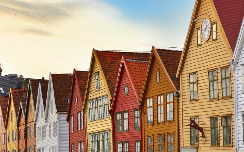 Das historische Hafenviertel Bryggen in Bergen