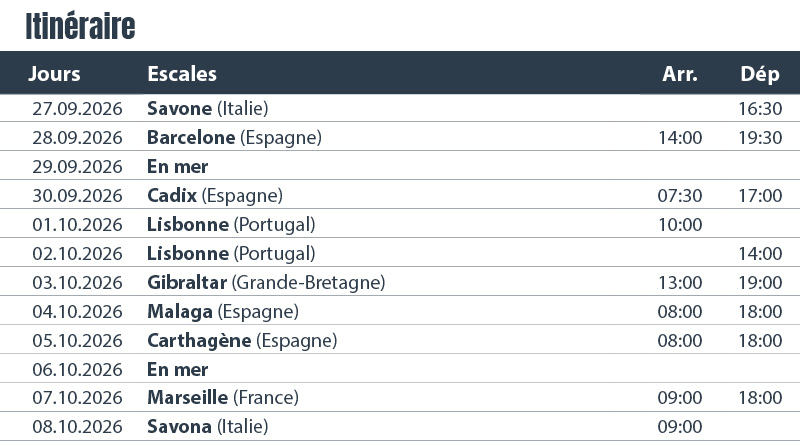 RH_435_Méditerranée & Atlantique_Liegezeiten FR Méditerranée et Atlantique Costa Diadema 16