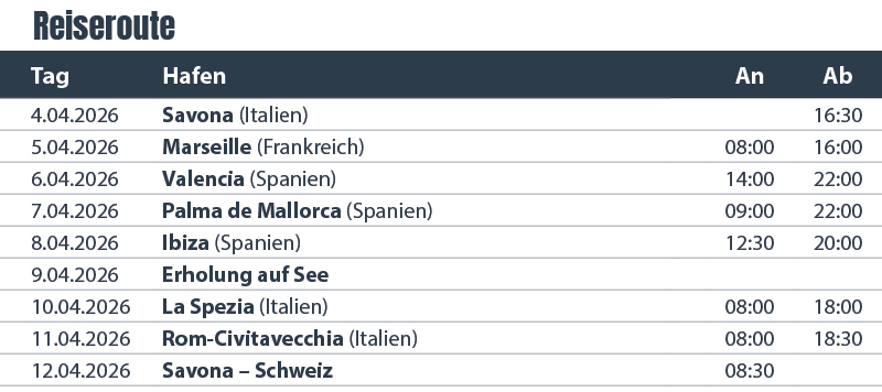 RH442_Oster-Kreuzfahrt_Reiseroute DE Oster-Kreuzfahrt - Costa Pacifica 23